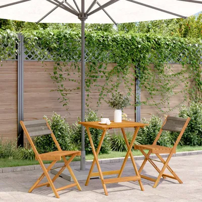 Produktbild von Maison Exclusive - 3-tlg. Bistro-Set Grau Polypropylen und Massivholz