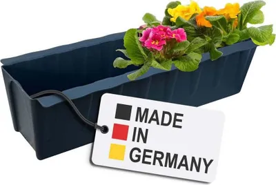 Produktbild von BURI Euro-Paletten Blumenkasten | 37,3cm Anthrazit | Pflanzkasten für Europalette Palette | Balkonkasten | Blumentopf | aus stabilen Kunststoff |  Germany