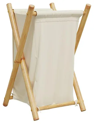 Zdjęcie produktu dla vidaXL Kosz na pranie kremowo-biały 41,5x36x63,5 cm bambusowy