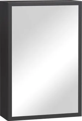 Image de Fortuna Lai Armoire de toilette Armoire suspendue moderne avec miroir 3 compartiments Noir 40x15x60 cm pour salle de bains et rangement peu encombrant