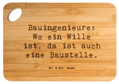Produktbild von Mr. & Mrs. Panda Frühstücksbrettchen Spruch Bauingenieur Wille - Transparent - Geschenk, Ingenieurarbeit, schneidunterlage, Geschenke mit Herz, Hackbrett, Bauwesen, Brett
