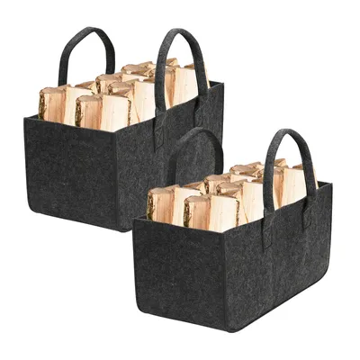 Obrázok produktu pre Jiubiaz 2 kusy taška na palivové drevo plstený kôš na drevo kôš na palivové drevo plstená taška na drevo noviny 50 x 25 x 25 cm tmavo šedá
