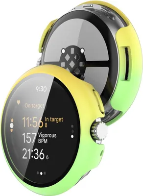 Produktbild von Etui ze szkłem do zegarka Bizon Case+Glass Watch do Google Pixel Watch 3 45mm, żółtozielone