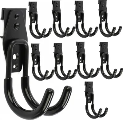 Immagine prodotto di Set di 10 ganci da parete per attrezzi di BOTLE, ganci per attrezzi, per utensili elettrici, a forma di U 7 cm, stabili con rivestimento in PVC, per garage, capanni, ganci per abiti e rulli per verniciatura, ganci doppi, portata fino a 40 kg