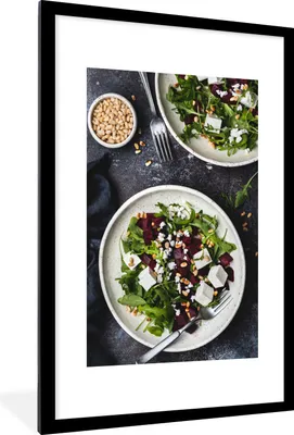 Produktbild von MuchoWow® MuchoWow® Gerahmtes Poster Salat mit Feta-Käse 60x90 cm - Poster mit zchwarzem Bilderrahmen - Dekoration - Wandposter Wohnzimmer - Hochwertig