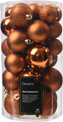 Produktbild von Weihnachtskugeln Kunststoff 4-6cm Mix 30er Set - Warm Orange
