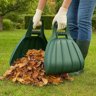 Produktbild von Laubgreifer Set 2 Stück Kunststoff groß ergonomisch für Garten-, Laub- und Rasenschnitt