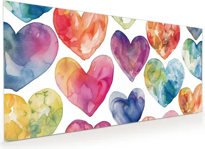 Produktbild von Küchenrückwand Spritzschutz Glas mit Motiv Aquarellherzen 40 x 40 cm