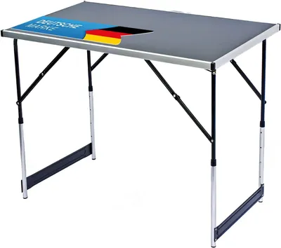 Productafbeelding van Multifunctionele tafel, inklaptafel, 100x60 cm, in hoogte verstelbaar, bekleed, geschikt voor rommelmarkten, kamperen, tuinieren, draagbaar en inklapbaar, lichtgewicht