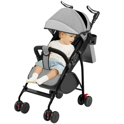 Produktbild von Kinderwagen Reisebuggy mit Liegefunktion Baby Buggy klein zusammenklappbar Kinderbuggy Sportwagen Verstellbarer Griff Grau