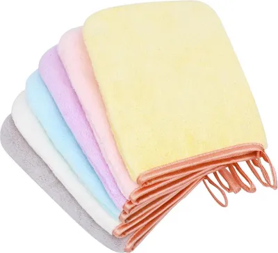 Zdjęcie produktu dla Zestaw 6 sztuk rękawic do mycia z mikrofibry, materiał: polar koralowy, idealne do kąpieli i zabawy w wodzie