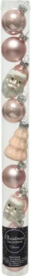 Produktbild von Weihnachtskugeln Glas 3cm mit Figuren Mix 9er Set - Rosa