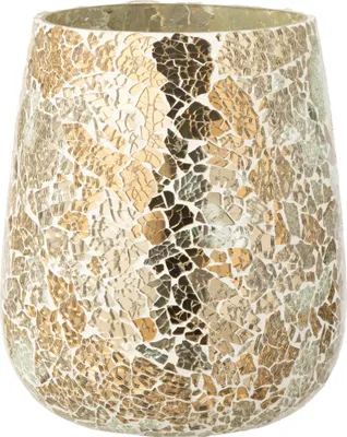 Produktbild von J-Line Kerzenständer Rissig Glas Goldfarben