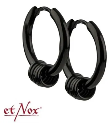 Produktbild von etNox Creolen schwarz mit Ringen, Edelstahl Ohrringe Gothic