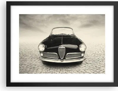 Produktbild von Gerahmtes Poster - Schwarzer Rahmen - Alpha Romeo Giuletta - 40x30 cm - Wand Bild - Wanddeko - Wandbilder - Kunstposter - Wandposter - Bilderrahmen - Bilder - Kunstdruck - Wandbild - P2BAA40x30-4210