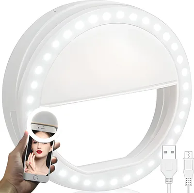 Zdjęcie produktu dla Lampka pierścieniowa do selfie Lampka pierścieniowa do telefonu komórkowego Regulowana lampka pierścieniowa LED USB do smartfona Poziomy jasności YouTube Video TikTok Make-UP iPhone iPad Retoo