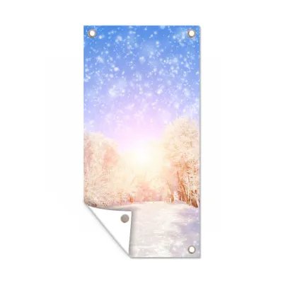 Obrázek produktu pro MuchoWow® Zahradní plakáty - Sníh - Slunce - Zima - 60x30 cm - Zahradní dekorace