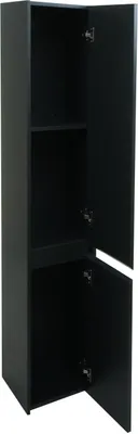 Immagine prodotto di Armadietto a muro HWC-L86, mobile bagno highboard mobile alto, melamina  2 ante 3 scomparti 160x33cm ~ nero