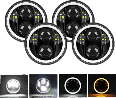 Immagine prodotto di Fari LED per moto, abbaglianti e anabbaglianti, indicatori arancioni, 4 pezzi 120W