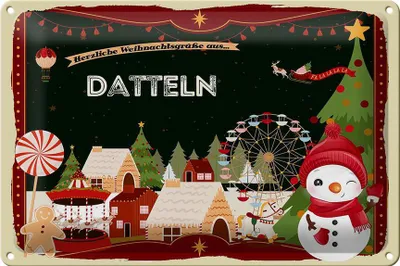 Produktbild von Blechschild Weihnachten Grüße aus DATTELN 30x20cm