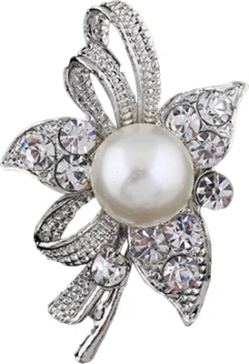 Produktbild von Neue Brautstrauß Strass Kristall Brosche Pin Silber Perle Broschen Blume-4