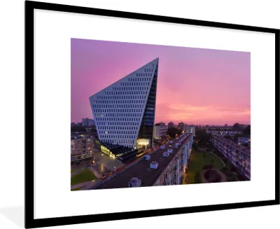 Produktbild von MuchoWow® Gerahmtes Poster Den Haag - Skyline 90x60 cm - Poster mit Schwarzem Bilderrahmen Wandposter Rahmen Foto Bilder - Wanddekoration - Fotos
