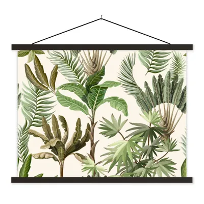Produktbild von MuchoWow® Textilposter Dschungel - Palme - Bananenstaude - Kinder - Natur - Pflanzen 120x90 cm mit schwarzem Rahmen - Aufhänger für Poster