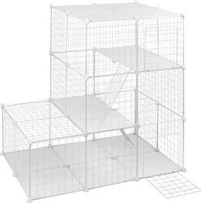 Obrázek produktu pro Dvojitá bouda Bolt Edge - bílá - nastavitelná - pro kočky, králíky a štěňata - 75x110x110 cm