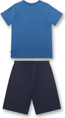 Zdjęcie produktu dla Piżama chłopięca Sanetta, krótka – dla dzieci, motyw policyjny, piżama, dzianina single jersey, bawełna, kolor niebieski, rozmiar 140