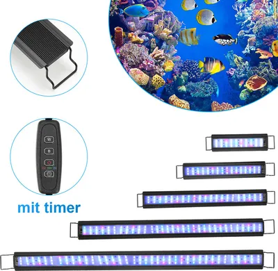 Immagine prodotto di Clanmacy 107-130 cm LED Acquario lampada serbatoio luci illuminazione subacquea dimmerabile 3 modalità di luce con timer, 45W