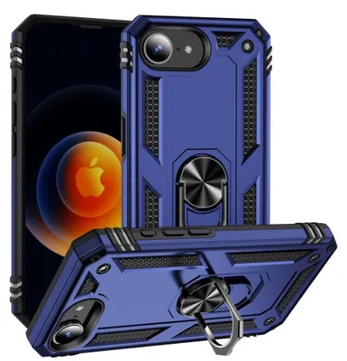 Produktbild von iPhone 16e / 17e Hülle - Coverup Armor Ring Ständer Back Cover - Blau
