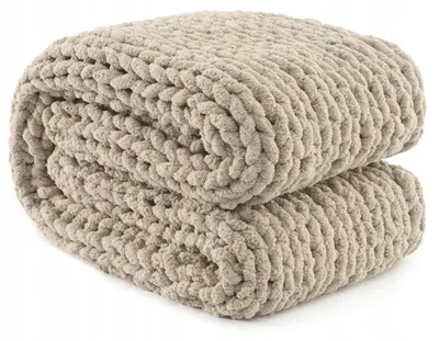 Produktbild von Kuscheldecke Chenille Polyester 130 x 160 cm beige geflochten