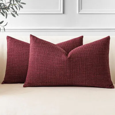 Immagine prodotto di Coperte per cuscini in lino, set da 2, 40x60 cm, color borgogna