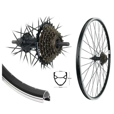 Produktbild von Aggro-X 28 Zoll Hinterrad Laufrad schwarz Felge Hohlkammerfelge 7 fach Shimano Zahnkranz