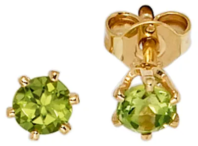 Produktbild von Paar Ohrstecker Stecker mit Peridot grün 4,6mm & 585 Gold Gelbgold