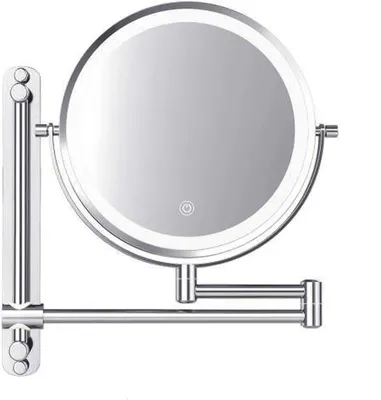 Produktbild von Schminkspiegel mit LED-Beleuchtung – 7-fache Vergrößerung – Wandspiegel rund – Rasierspiegel Wandmodell – Badezimmer – Dusche – Chrom