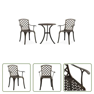 Produktbild von The Living Store 3-tlg. Bistro-Set Aluminiumguss Bronzen