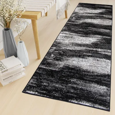 Produktbild von Tapiso Läufer MAYA Modern Grau Schwarz Wohnzimmer  70 x 500