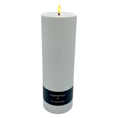 Produktbild von Countryfield LED Kerze Patio weiß Außen 3D-Flamme Timer 10x32,5cm