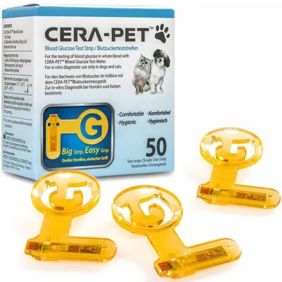 Produktbild von Cera-Pet Blutzuckerteststreifen für Haustiere (Hunde und Katzen) - 150 Stück