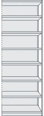 Produktbild von Büroregal Progress 500 Anbauregal BxTxH 75x40x260cm 8 Böden mit Rückwand lichtgrau