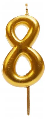 Produktbild von DeKora Metallische Kerze Zahl 8 Gold 5,5 cm
