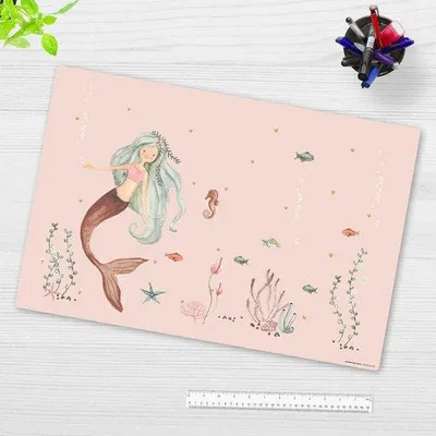Produktbild von Famanu Schreibtischunterlage Wasserdicht - Rosa Meer - Premium Vinyl - 60 x 40 cm