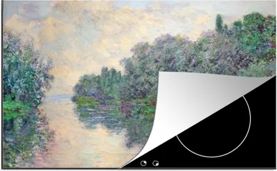 Produktbild von KitchenYeah© Herdabdeckplatte Morgen an der Seine bei Giverny - Gemälde von Claude Monet , 77x51cm, Küche Deko, Glaskeramikkochfeld Herdabdeckung, Abdeckplatte fùr Kochfeld