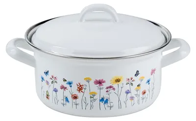 Image de Riess Casserole avec couvercle Ø16cm 1,1L Flora émail
