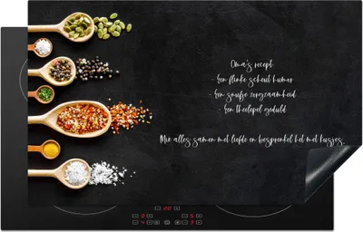 Produktbild von KitchenYeah© Herdabdeckplatte Sprichwörter - Großmutters Rezept - Zitate - Kochen , 85x52cm, Küche Deko, Glaskeramikkochfeld Herdabdeckung, Abdeckplatte fùr Kochfeld