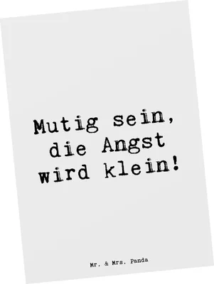 Produktbild von Mr. & Mrs. Panda bildkarte Spruch Angst überwinden - Weiß - Geschenk, Mutig sein, Trost, Mut, Ansichtskarten, Postkarten, Grußkarte, Zuversicht, Kunstkarten, Postkarte