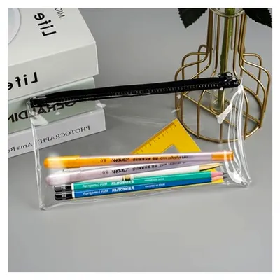 Produktbild von 3 Stück transparente Federmäppchen aus PVC mit Reißverschluss für Schule, Prüfungen, Büro, Zuhause und Reisen