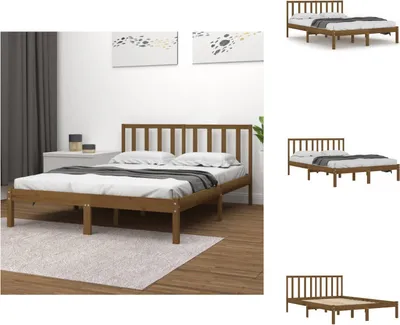 Produktbild von vidaXL Massivholzbett Honigbraun Kiefer 200x200 cm -  Betten & Bettgestelle