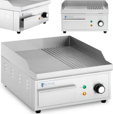 Obrázok produktu pre Expondo Royal Catering Elektrická grilovacia doska – 360 x 380 mm – Ribber + Flat – 2 000 W